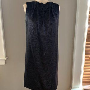 Vince black w/silver metallic thread ruched neck sleeveless dress